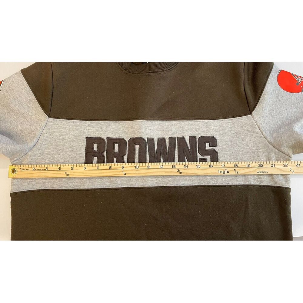 Cleveland Browns Sweatshirt‎ Medium NFL Team Apparel Brown Gray Crewneck Fleece - Picture 6 of 8